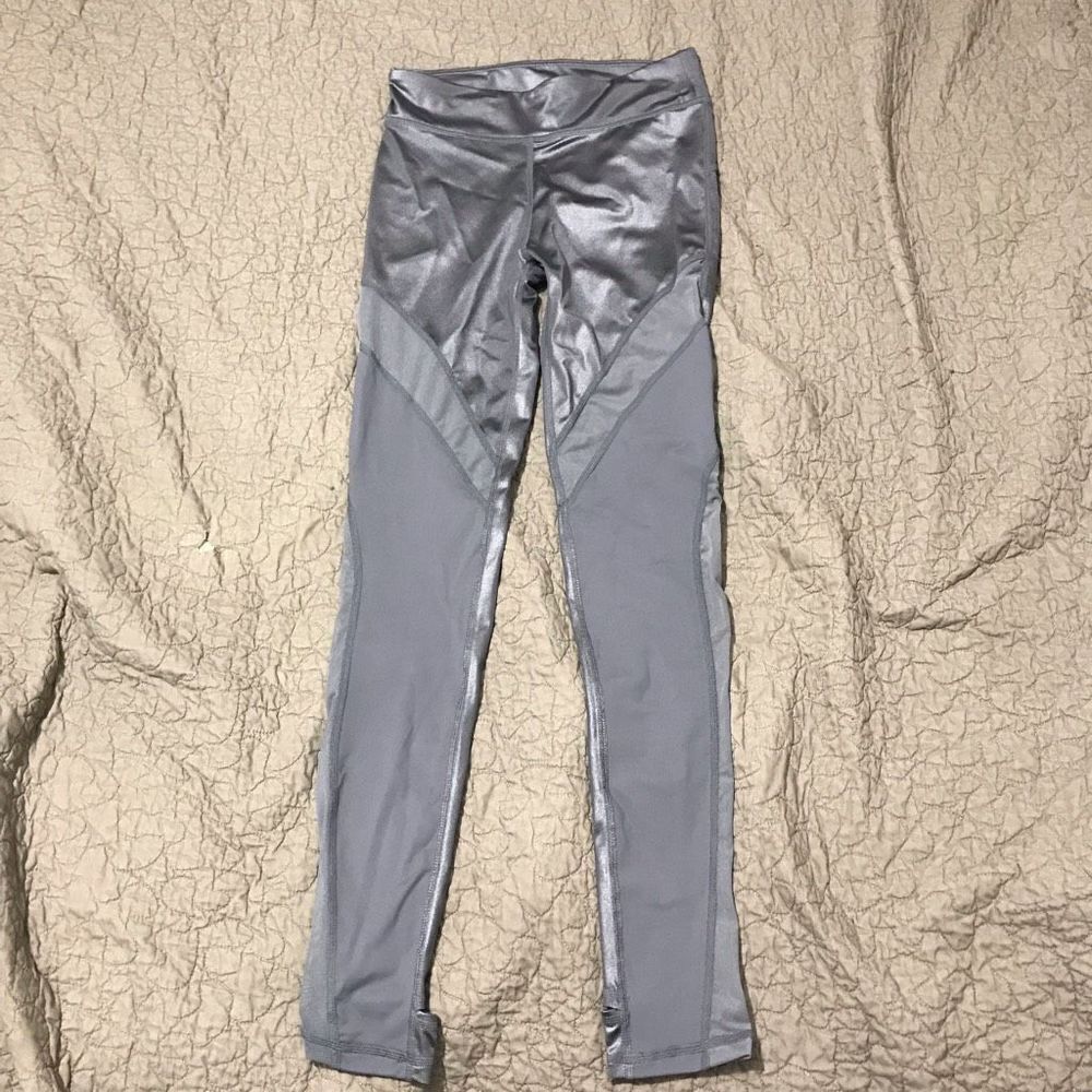 Balera Leggings Girls Pants for Dance Gray Metallic Natural Rise Full Length Bot